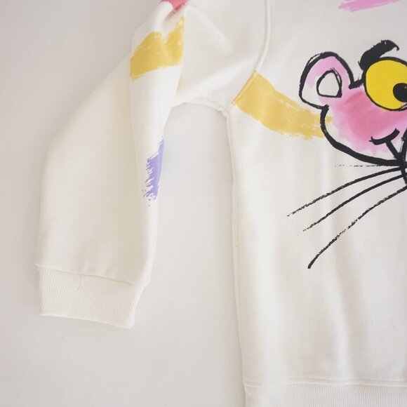 Zara Pink Panther Collab White Pink Paint Splatter Crewneck Sweater S - Picture 6 of 12